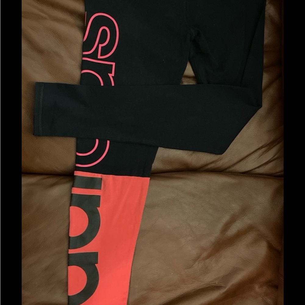 Adidas Black and Pink performance girl’s SZ 12 Athletic Leggings High waist